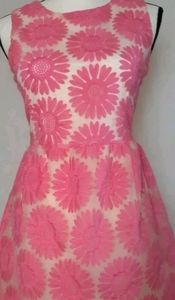Primrose Pink Sheer Flower Pattern Dress S